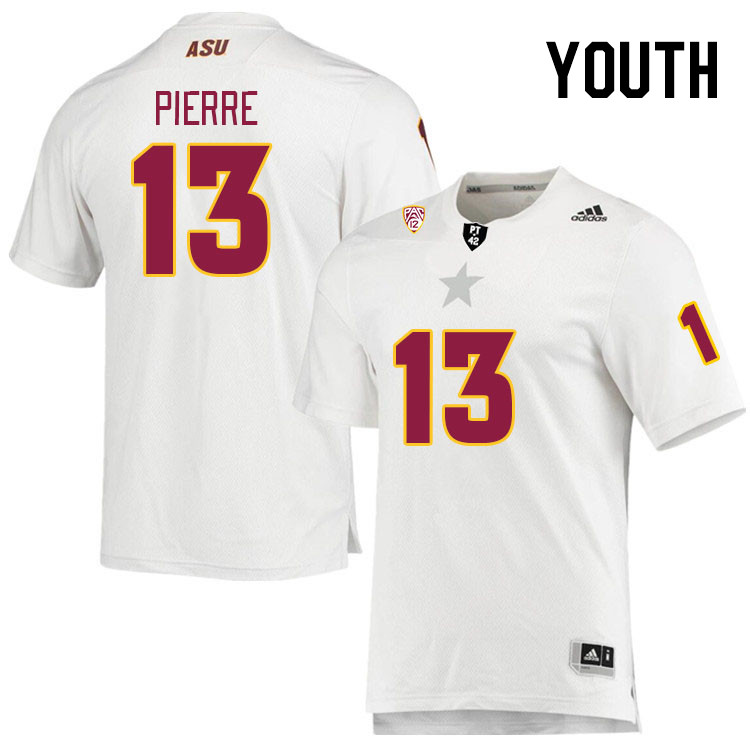 Youth #13 Bryce Pierre Arizona State Sun Devils College Football Jerseys Stitched Sale-White - Click Image to Close